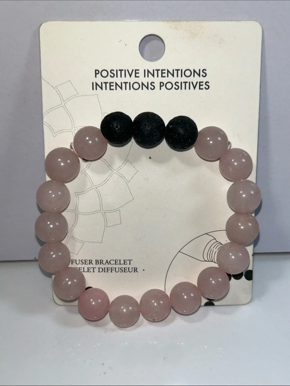 NWT Genuine Rose Quartz Gemstone Bead Aromatherapy Bracelet Positive Intentions